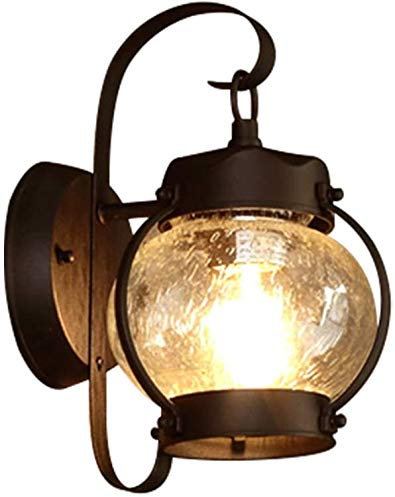 FSLIVING - Lampada da parete in stile vintage IP54 con filo fisso E27, per interni ed esterni, per veranda, giardino, lampadina non inclusa
