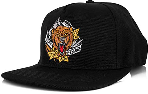 Blackskies® Stay Strong Snapback Cap | Herren Damen Schirm Premium Baseball Mütze Bär Kappe Basecap Kappe Tattoo Neo Traditional - Schwarz