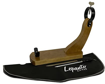 Lepanto Jamonero o Soporte para Jamón Modelo Huelva Roble + Set de Corte + Cubre Jamón Negro - Jamonera para Jamónes y Paletillas - LepantoHouse…