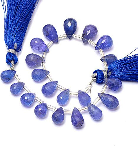 Natürlicher Tansanit Edelstein 6x9mm-7x11mm Facettierte Teardrop Briolette Perlen | 6inch Strand | AAA + Tanzanite Semi Precious Gemstone Loose Drops