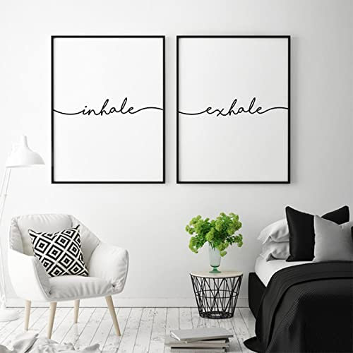BDHcdfAJGf Inhale Exhale Zeichen Wand Bilder Leinwand Gemälde Schwarz Weiß Leinwand Gemälde Pilates Geschenke Poster Und Kunstdrucke Bilder Für Wohnzimmer 50x70cmx2 Ungerahmt