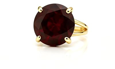 ANEMONE JEWELRY 16mm Granat Ring - 14k Gold Handgemachte Ringe - Mode, Braut, Verlobung, Januar Geburtsstein Schmuck - Cocktail Ring mit Benutzerdefinierte Größe und Material
