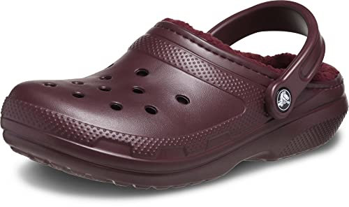 Crocs Unisex Classic Lined Clog, Dark Cherry, 8 UK Men/ 9 UK Women
