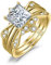 JewelryPalace Vintage Klassisch Welle Krone Prinzessschliff 2ct Zirkonia Ring Damen, Verlobungsring Silber 925 mit Stein, Hochzeitsring Stapelring Ehering Trauring Band Ringe Set Frauen Vergoldet 49