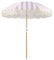 2m Rosa Gestreifter Sonnenschirm Retro Luxus Strand Sonnenschirm Mit Fransen Garten Regenschirm Polyester Schirm Oberfläche, Tragbare Tilt, Verschleißfest Sonnenschutz, Seaside Hof Pool Beschattung