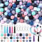 Vellibring 121 PCS Silicone Beads for Keychain Making Kit,12mm 15mm Round 14mm Polygonal Rubber Beads Multicolor Bulk Silicone Loose Beads for DIY Necklace Bracelet Jewelry Making Supplies