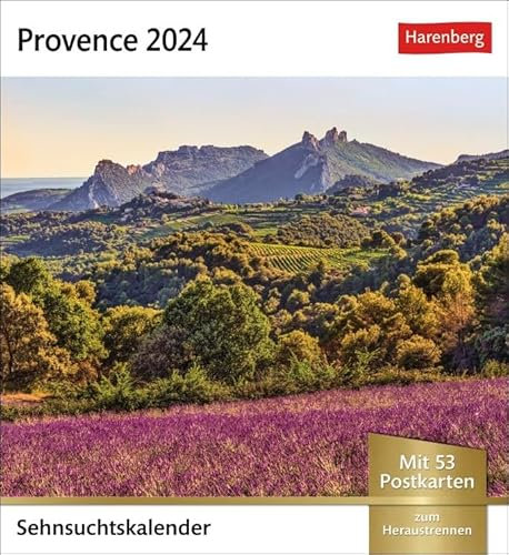 Sehnsuchtskalender Provence - Kalender 2024 - Harenberg-Verlag - Postkartenkalender mit 53 heraustrennbaren Postkarten - 16 cm x 17,5 cm