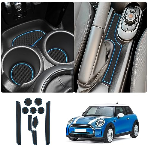 LUWU for 2025 2024 Mini Cooper F56 Center Console Liners Mats 2015-2025 Mini Cooper F56 Cup Holder Inserts Mat Mini Cooper Door Slot Mats Console Liner Trim Mats 2025 2024 Mini Cooper Accessories 9PCS