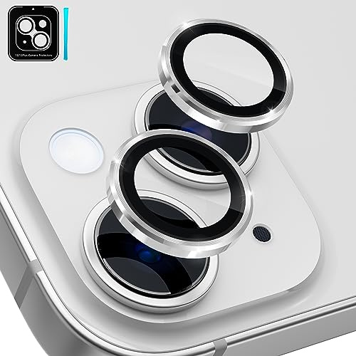 imluckies Caméra Arrière Protecteur Compatible avec iPhone 15/iPhone 15 Plus, Ultra HD Protection Objectif Caméra en Verre Trempé 9H Anti-Rayures Anneau Individuel en Métal 2023, Argent