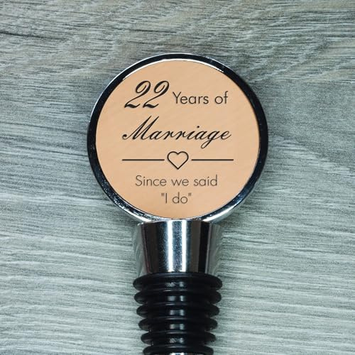 22nd Wedding Anniversary Bottle Stopper, Copper Anniversary Engraved Wine Stopper (Since we Said I do)