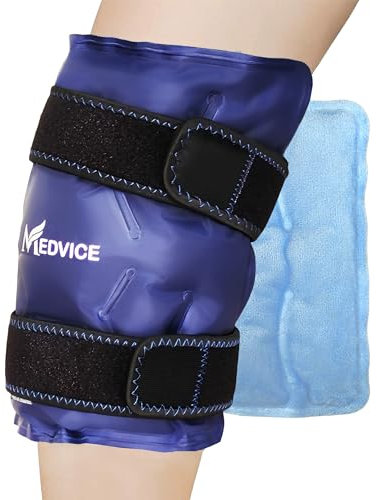 Medvice Ice Pack with Cold Compression for Knee Pain Relief, Arthritis, and Injury Recovery, Adjustable Straps, Comfortable Fit, Reusable Gel Ice Wrap for Muscles and Joints, Blue
