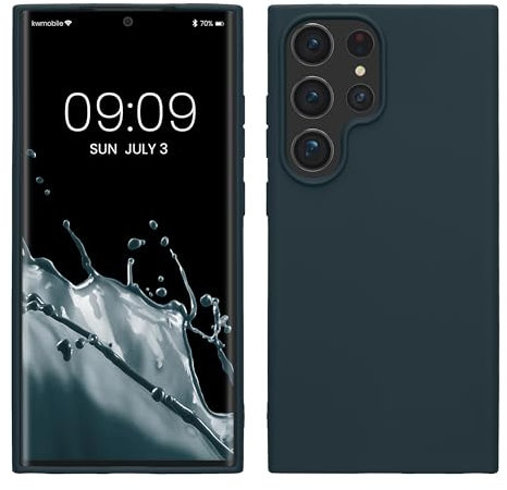 kwmobile Case Compatible with Samsung Galaxy S24 Ultra Case - Soft Slim Protective TPU Silicone Cover - Dark Slate