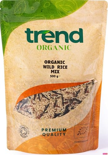 Trend Organic Wild Rice Mix, 500g - Nutty Flavour, Chewy Texture - Culinary Excellence, Rich in Protein and Fibre, Certified Organic, Vegan, GMO Free, No Preservatives No Additives