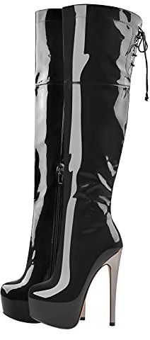 MissHeel Stivali a spillo sexy con tacco a spillo, Pintura Nero, 43 EU