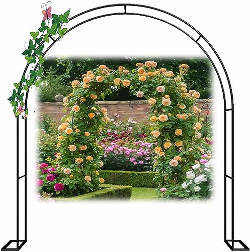 GueTTO Arche De Jardin en Fer Forgé Largeur du Passage 120Cm 140Cm 180Cm 240Cm 300Cm 350Cm Arceau À Rosiers Tonnelle pour Mariage Vigne Support De Plantes,Noir,W180*H220cm