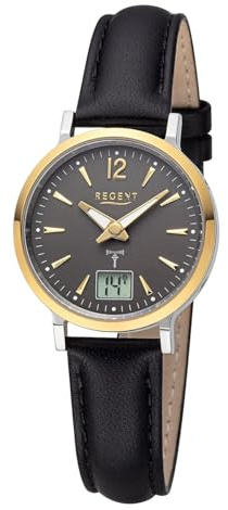 REGENT Damen Armbanduhr Analog-Digital Lederarmband schwarz URFR283 Analoguhr