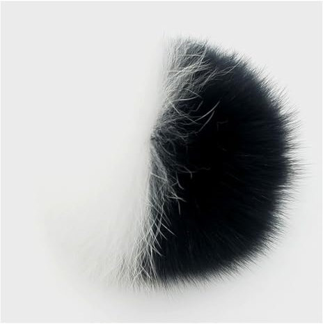 Wisafory Fuchs Pelz Pompon Ball Fellbommel Bommelbälle Bommel Flauschige Pom Pon Fuchs Plüschbälle Fellpompon zum Basteln Bommeln Zubehör für Mützen Beanies und Tasche Schwarz-Weiß
