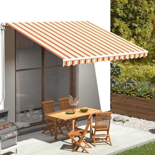 Homgoday Toile de rechange pour auvent, auvent en toile, pour extérieur, fenêtre, porte, jardin, terrasse, pare-soleil extérieur, jaune et orange, 4 x 3 m