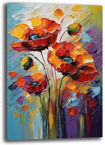 Printerland Modernes Gemälde für Wohnzimmer, Blumen, Abstrakt, moderne Wandbilder, XXL, großer Druck auf Leinwand, Wanddekoration, Schlafzimmer, Küche (8,30 x 40 cm)