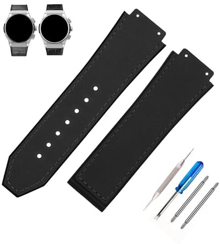 MMBAY Big Bang Silikon-Uhrenarmbänder, mattiert, 25 mm, kompatibel mit Hublot, 19 mm x 25 mm x 22 mm, Big Bang Ersatz-Uhrenarmband (ohne Metallschnalle), für Damen und Herren, Schwarz