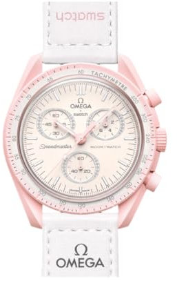 Omega x Swatch Moon Swatch Mission to Venus Speedmaster Rose – Nouveau, SO33P100, Blanc/rose, Professionnel, durable, mission, diamant, montre