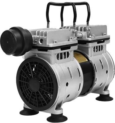 HuKaiL Ölfreie Vakuumpumpe, 220V 550W 1400RPM Ölfrei Unterdruckpumpe Vakuum mit 2 Zylindern und Kühlventilatoren, Ölfrei labor Vakuum Pumpe mit Überhitzungsschutz für Vakuumadsorption, G1/4 Gewinde