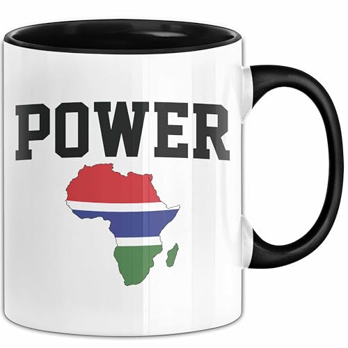Afrika Tasse Geschenk Schwarz Afrikanischen Power Gambia Map Becher (Schwarz)