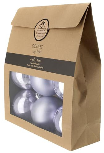 Holyart Set 6 Palline ecosostenibili plastica Riciclata Lilla Albero Natale 80 mm