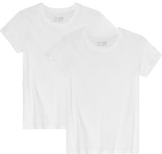 DANISH ENDURANCE Camisetas de Algodón Orgánico para Mujer, Cuello Redondo o Cuello en V, Manga Corta, 2-Pack Blanco XL