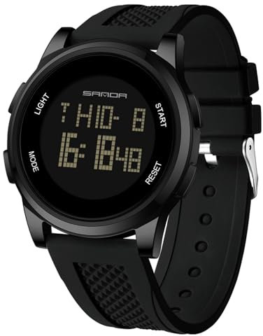 Yuxier Sport Digital Watches for Mens Waterproof Watches for Men Chronograph with Led Back Ligh/Alarm/Date (Black)