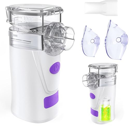 Nebulizador Portatil, Nebulizador para Bebe Niños Adultos, Silenciosa Inhaladores Eléctricos Recargable USB-C con Diseño Portátil, fácil de usar y Limpiar, para Uso Doméstico y de Viaje