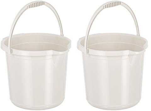 Best House Plastic Water Bucket - 10 Litres White 2 Pcs with Handle, Multi Purpose Use for Home Garden & Workshops | Durable Household Water Storage