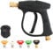 High Pressure Washer G-un, Short Nozzle Jet Wash G-un with Fitting Hose Connector and 5 Nozzles, 1/4'' Quick Connector and Adapter Car Wash G-un for Car Washing and Patio Cleaning(COLOR:Black)