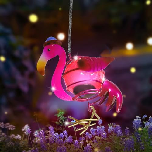 Solar Deko Garten Flamingo Solarleuchte Außen Gartendeko Lichterketten,Honigbiene Solar Tiere für Außen Garten Deko Solarlampen,Solarfiguren Bee Licht Gartenleuchten für Garden,Terrasse,Balkon