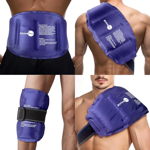 AiricePac Large Ice Pack for Injuries Reusable Gel for Lower Back, Cold Packs Wrap for Shoulder, Knee, Elbow, Hip, Leg, Soft Cold Compress,16 × 9