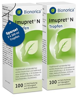 Imupret® N Tropfen - bei beginnender Erkältung, Sparset 2x 100ml (200ml) | Bei ersten Erkältungsanzeichen | Halskratzen, Halsschmerzen & Hustenreiz | einzigartige 7-Pflanzenkombination | ab 2 Jahren