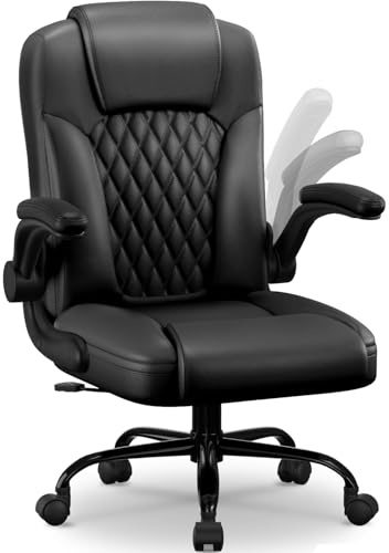 Generisch Ergonomischer Chefsessel, Schwarz, PU-Leder, Bürostuhl mit Diamant-Steppung, S-förmige Rückenlehne, Höhenverstellbar 48-58cm, Gaming- und Büronutzung