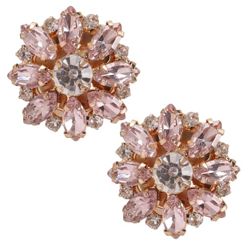 Durlo Lot de 2 couvre-boutons en strass rose clair – Pinces à fleurs amovibles pour chemises, robes, costumes et smokings