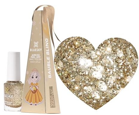Bluesky Kids Peel-Off Nail Polish Bauble 5ml, Bauble Bling, Gold | Water-based and free from harsh chemicals, so little hands can wear it and it soaks off in warm water with no remover.