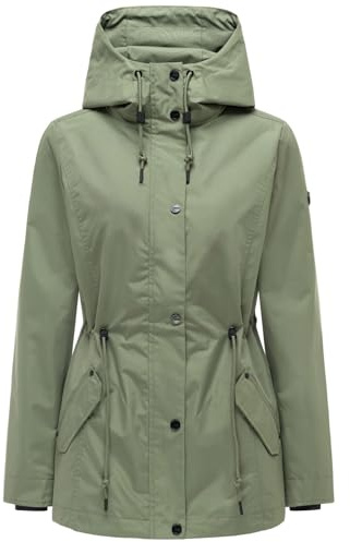 MARIKOO Damen Jacke (XS-3XL) - feste Kapuze, verstellbare Taille, 3 Taschen - N124