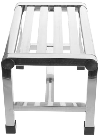 Stainless Steel Slat-Style Shower Bench Silver Compact Waterproof | Portable Bath Spa, Wet Room Shower Stool, Laundry Room Utility Stool