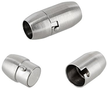 Auroris - ovaler magnetischer Bajonettverschluss aus Edelstahl matt-Optik - Loch 6mm, 3 Stück