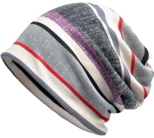 Aesy Damen schlampige Mütze Bandana aus Baumwolle für Chemotherapie & Haarausfall Einheitsgröße Grau #a
