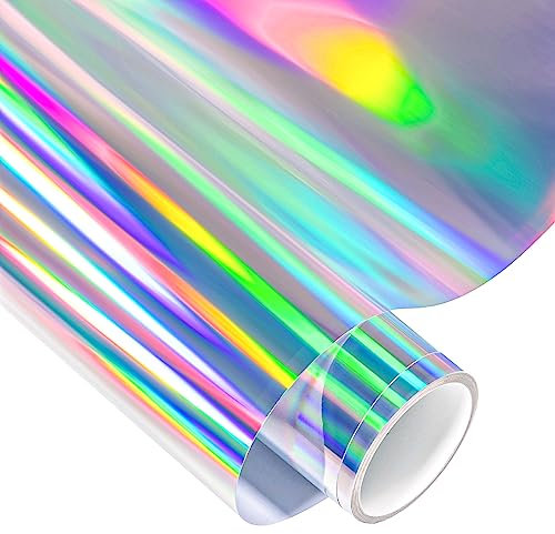 VINYL FROG Holografische Vinylrolle, selbstklebend, 30,5 x 152,4 cm, Spektrum, silberfarben, Regenbogenfarben, permanentes Vinyl mit Kamee und Ausstechern zur Dekoration