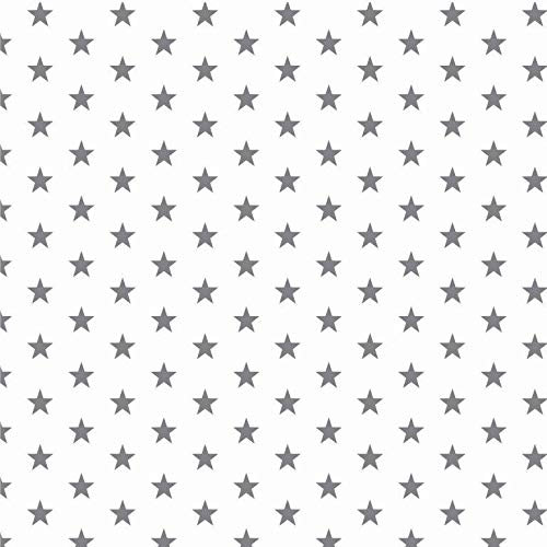 babrause® Baumwollstoff Sternchen Weiß Grau Webware Meterware Popeline OEKOTEX 150cm breit - Ab 0,5 Meter