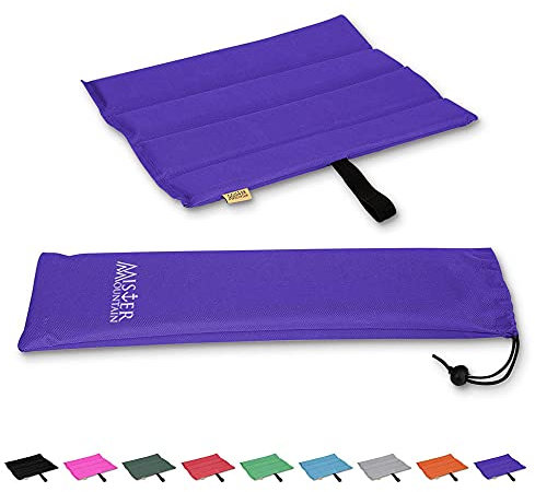 Mister Mountain Outdoor Iso-Sitz-Kissen inkl. Tasche - Sitz-Matte mit Schutz vor Kälte, Nässe, Schmutz, Hitze - Faltbar & Waschbar - Thermokissen Lila