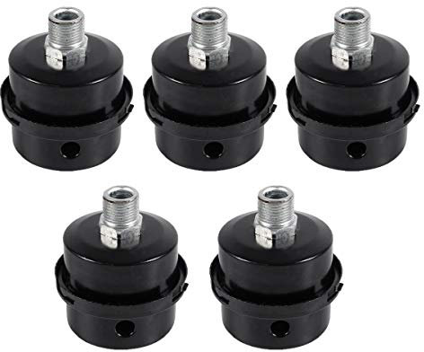 Air Compressor Muffler Silencer,Saijer 5PCS Black Metal Air Compressor Filter for Oil-Less Air Compressor (16mm)