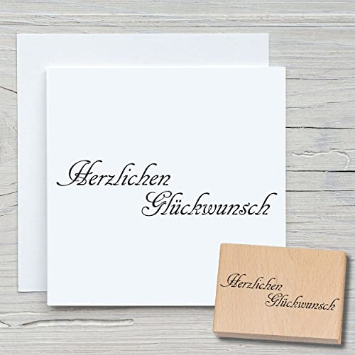 NEWSTAMPS Stempel Herzlichen Glückwunsch 02 Motivstempel aus Holz & Gummi zum Karten basteln, Holzstempel, Geburtstag, Happy Birthday, Sprüche, Spruchstempel, Scrapbook, Textilstempel, Deko