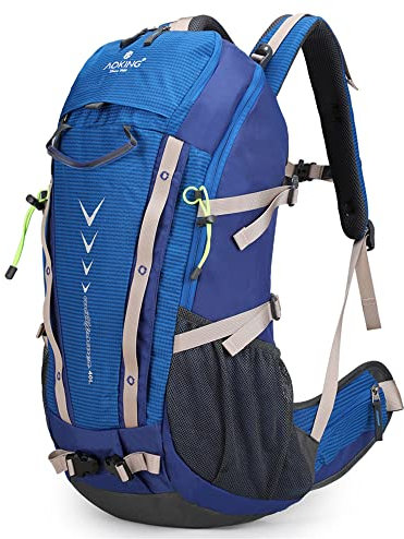 Aoking Zaino da Trekking 40 Litri, Zaino da Campeggio con Impermeabile e Poltiglia per Flusso d'aria per Viaggi Sportivi, Donne e Uomini, Blu
