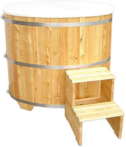 SudoreWell® Piscina de inmersión para sauna de madera incluye inserto de plástico y escalera.